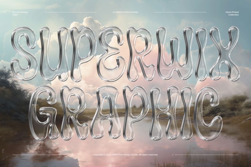 Realistic Glass Chrome Text Effect Vol.3
