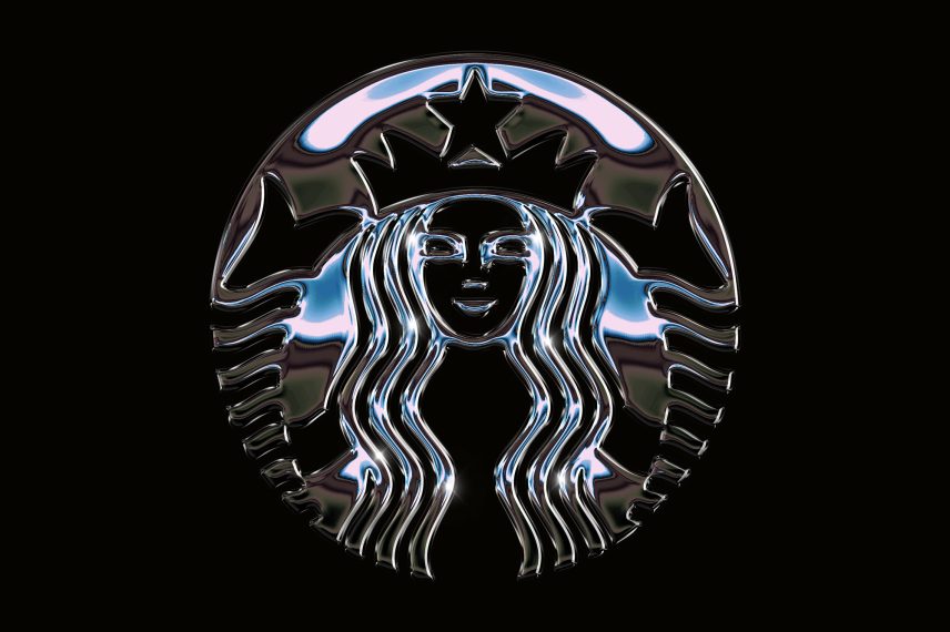 Realistic Metallic Chrome Text Effect / Logo Mockup - Starbucks Metal Chrome Logo