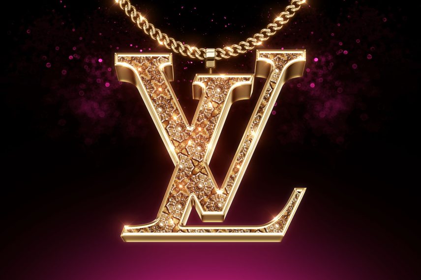Ornamental Gold Text Effect / Logo Mockup - Louis Vuitton Logo