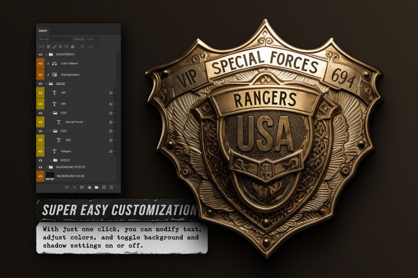Police - Army - Sheriff Badge No. 2 PSD Template