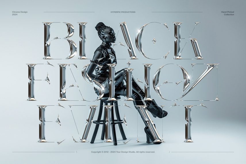 Realistic Metal Chrome Text Effect Vol.9 PSD Template