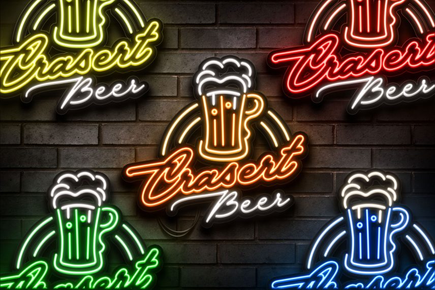 Beer Bar Logo Neon Sign PSD / EPS Vector