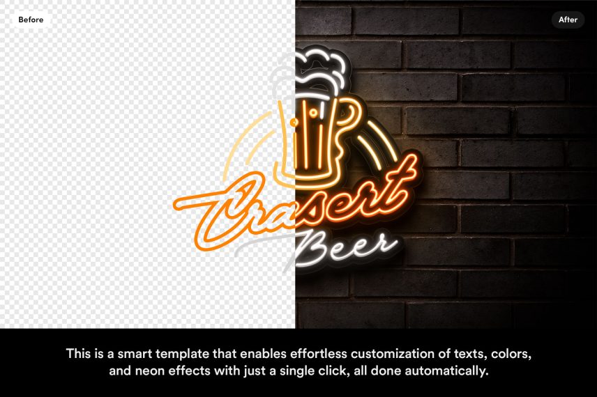 Beer Bar Logo Neon Sign PSD / EPS Vector