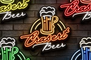 Beer Bar Logo Neon Sign PSD / EPS Vector