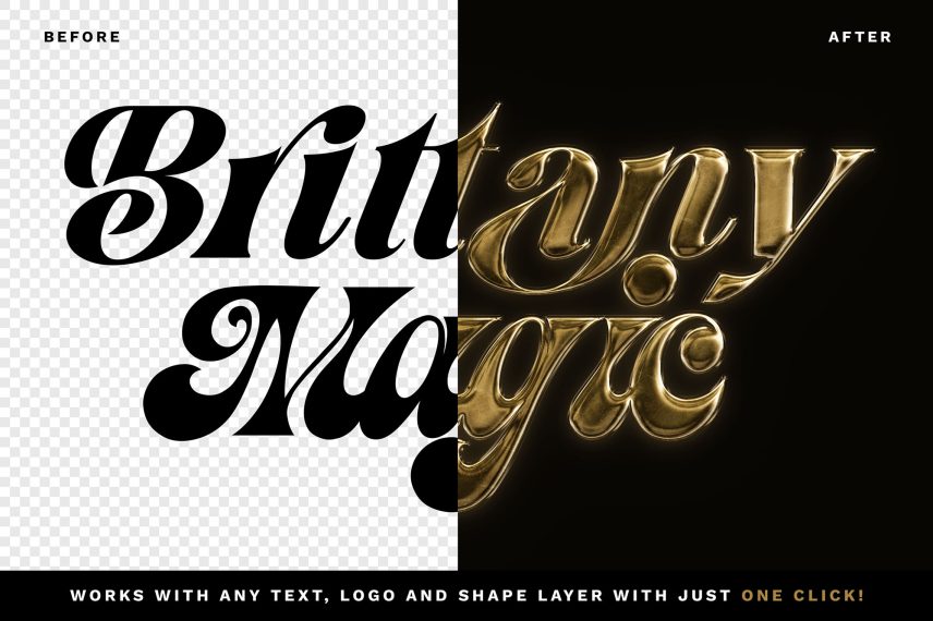 Luxury Chrome Text and Logo Style Vol.4 PSD Template - Before / After