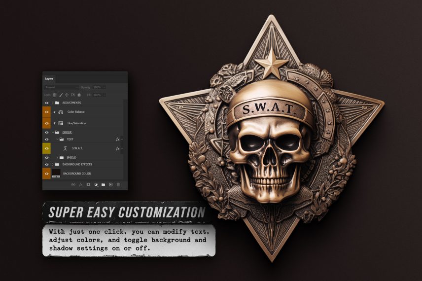 Police - Army - Sheriff Badge No. 3 PSD Template