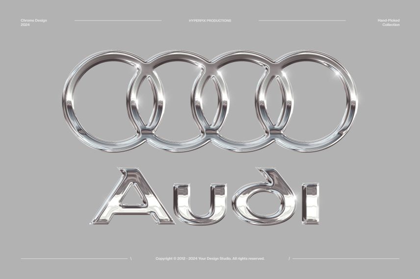 Chrome Text Effect Vol.27 PSD Mockup - Audi Logo