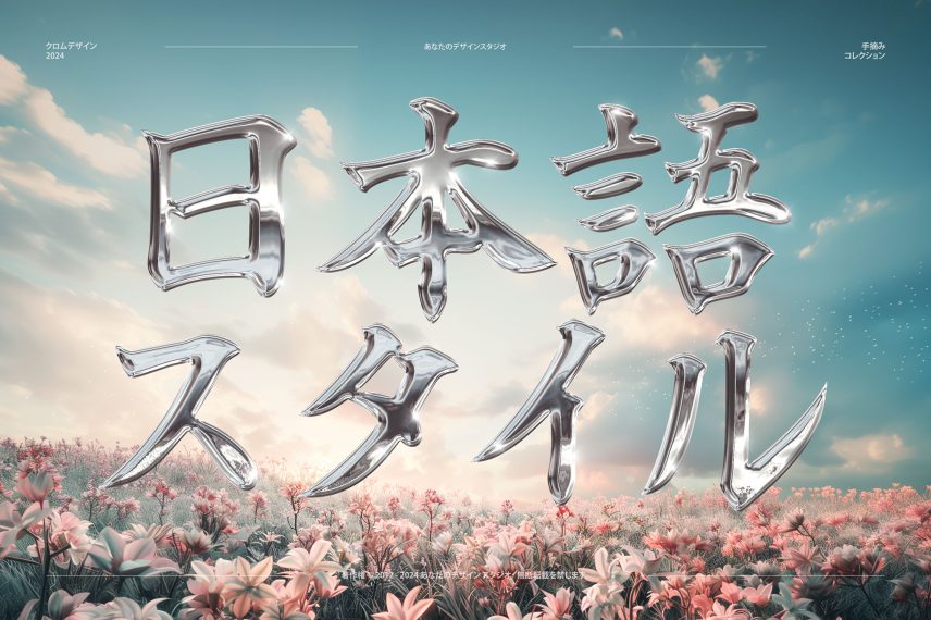 Chrome Text Effect Vol.27 PSD Mockup - Japanese Version