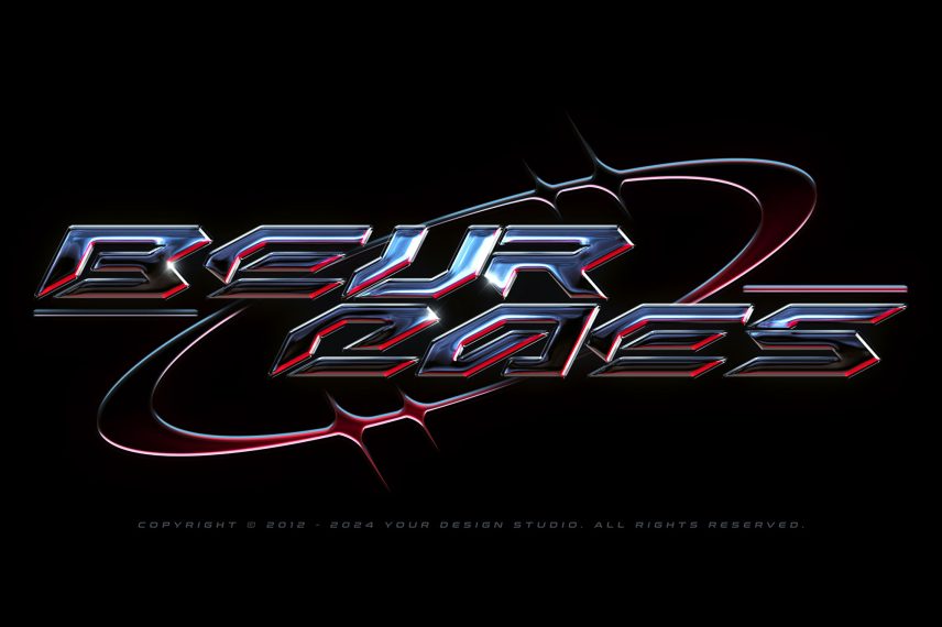 Y2K Chrome Logo / PSD Text Effect Vol. 12