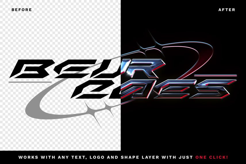 Y2K Chrome Logo / PSD Text Effect Vol. 12