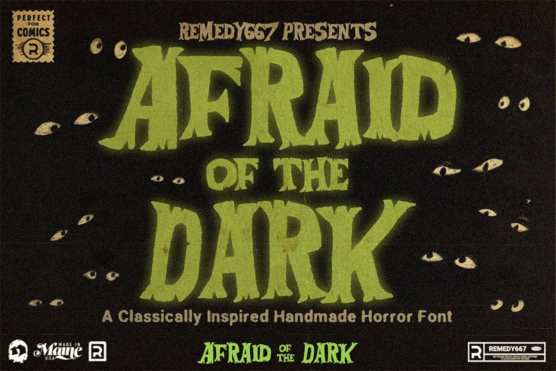 afraid of the dark horror and scary font