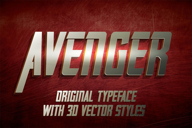 avenger label typeface superhero font
