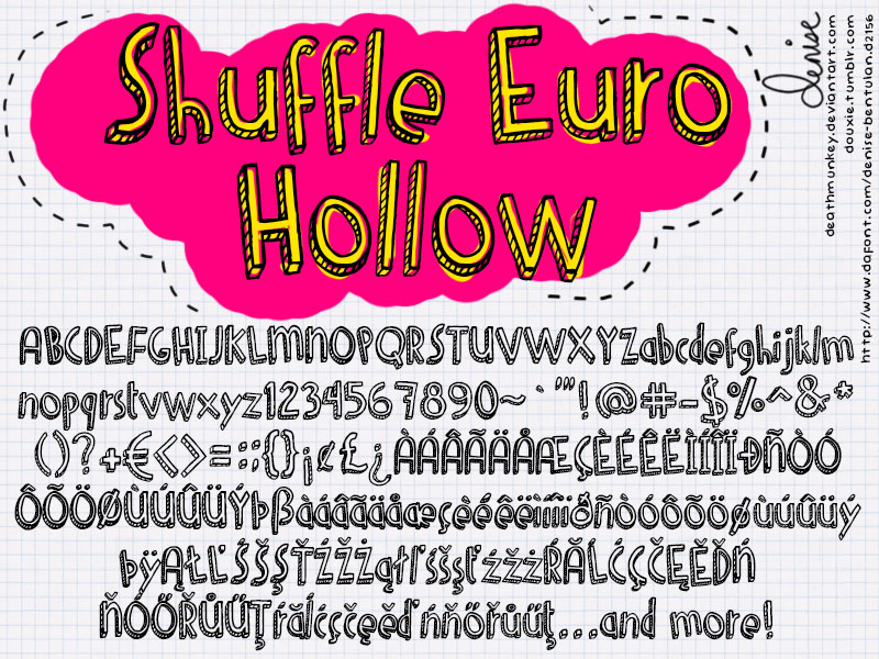 denne shuffle euro hollow fun font