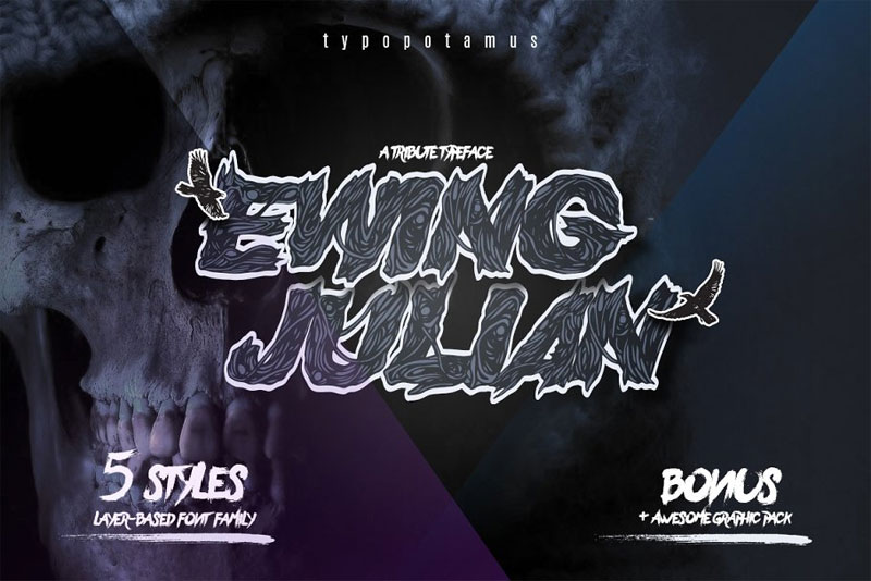 ewing julian layered typeface horror and scary font