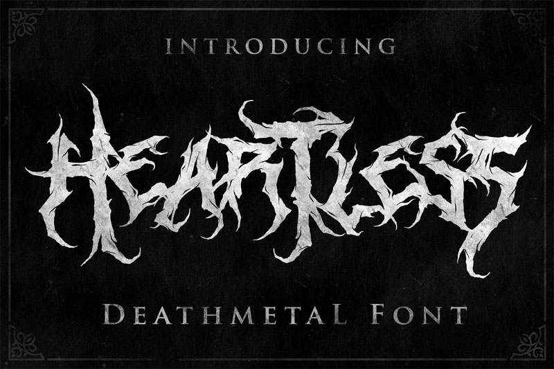 heartless great deathmetal horror and scary font