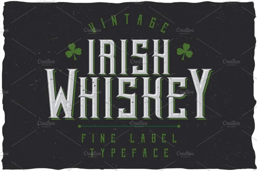 irish whiskey vintage label typeface whiskey font