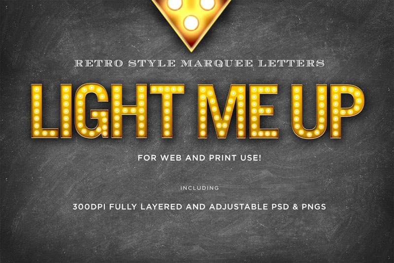 light me up retro marquee letters marquee font
