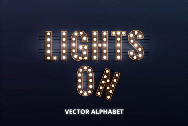 lights on! vector and png alphabet marquee font