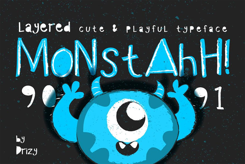 monstahh layered typeface monster font