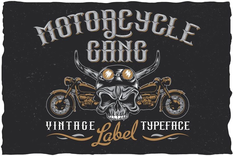 motorcycle gang label motorcycle font