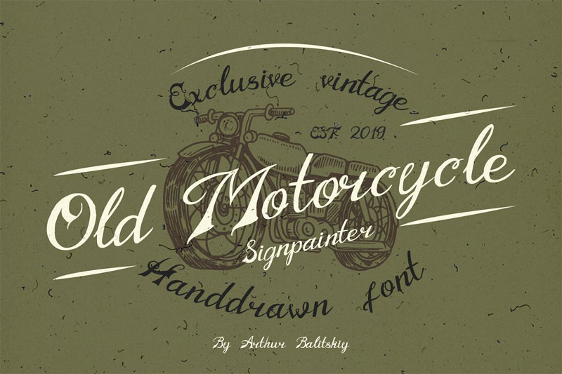 old motorcycle handwritten motorcycle font