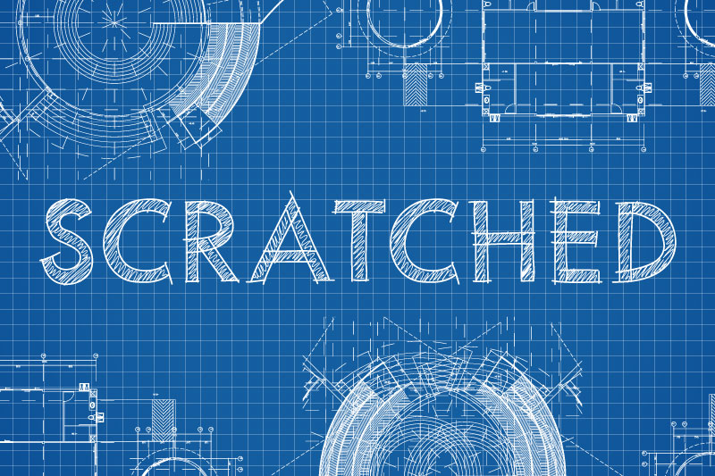 pw scratched blueprint font