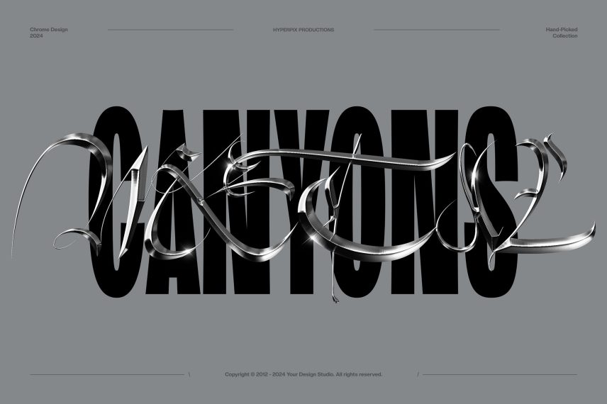 Realistic Metal Chrome Text Effect Vol.10 PSD Template