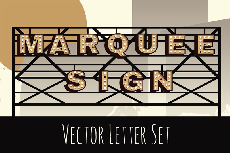 retro style marquee sign letters marquee font