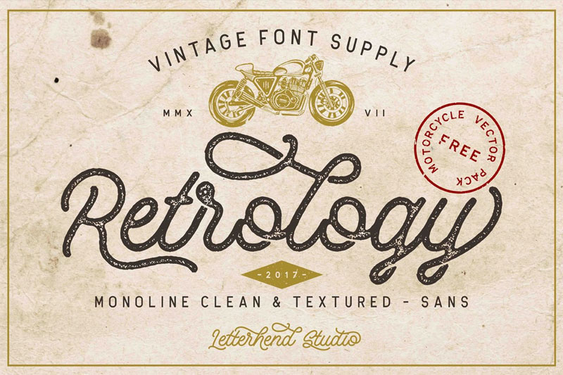 retrology a retro monoline script motorcycle font