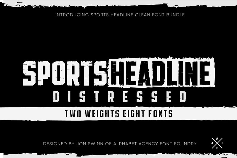 sports headline distressed bundle wrestling font