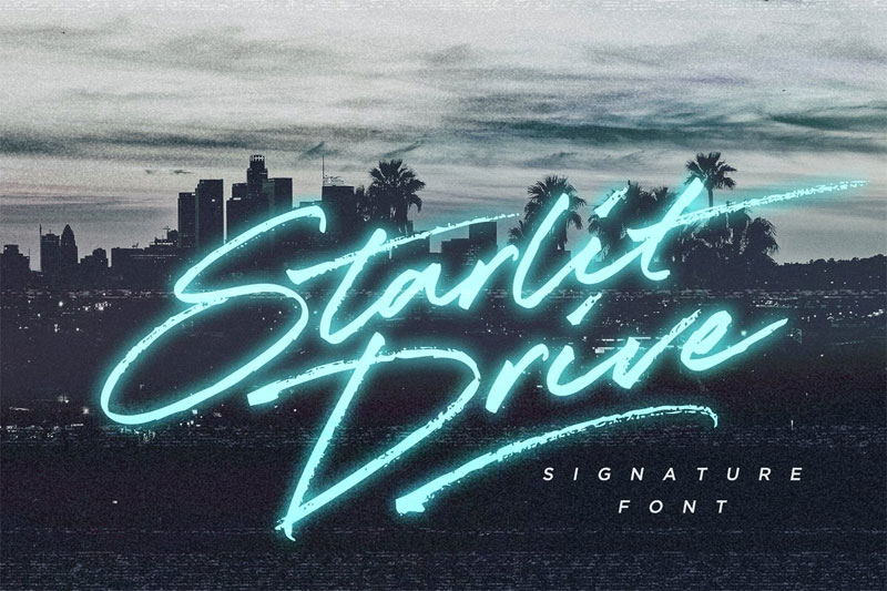 starlit drive signature hipster font