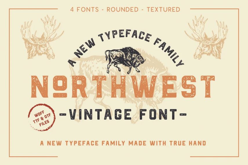 the northwest vintage type family whiskey font