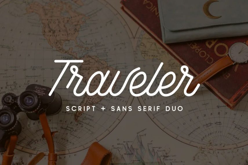 traveler script & sans serif duo travel font