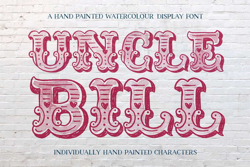 uncle bill watercolour display circus font