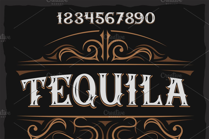 vintage label typeface tequila cactus font