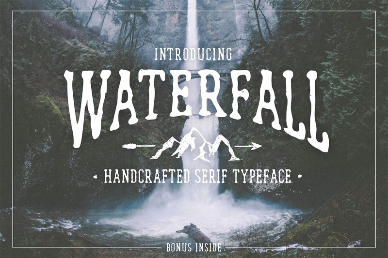 waterfall. handcrafted hipster font