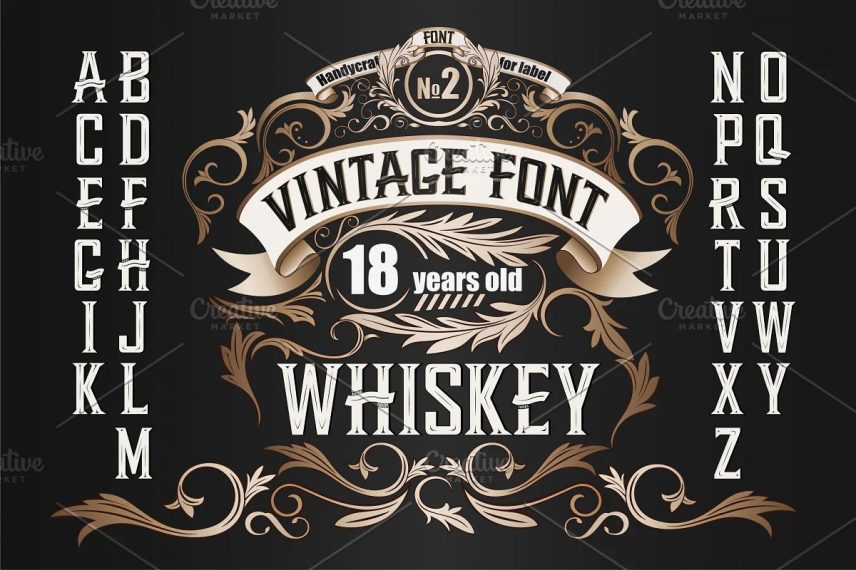 whiskey otf label whiskey font