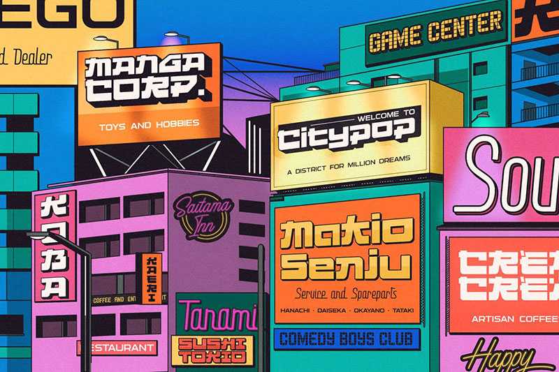 citypop japanese 90s retro fonts