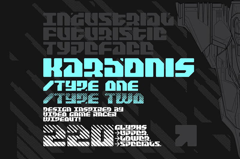 karbonis industrial futuristic dj fonts