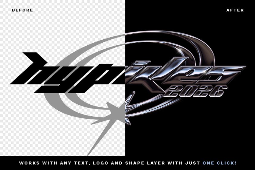 Y2K Chrome Logo / PSD Text Effect Vol. 14