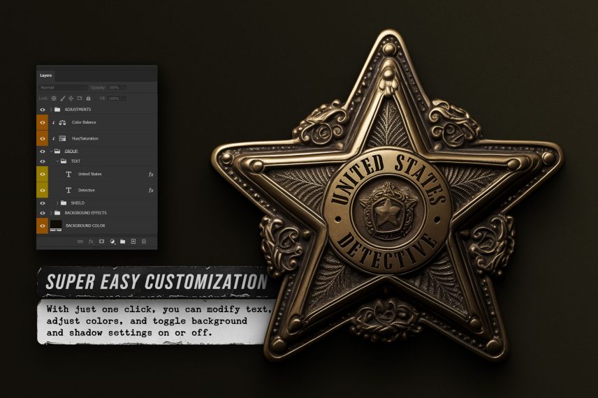 Police - Army - Sheriff Badge No. 4 PSD Template