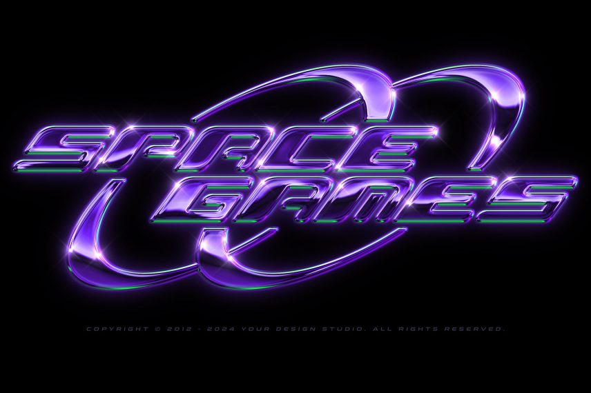 Y2K Chrome Logo / PSD Text Effect Vol. 15