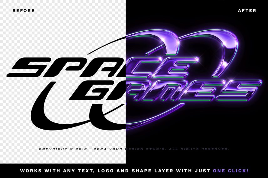 Y2K Chrome Logo / PSD Text Effect Vol. 15