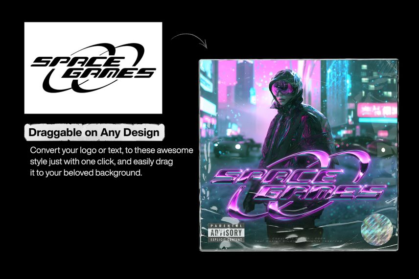 Y2K Chrome Logo / PSD Text Effect Vol. 15