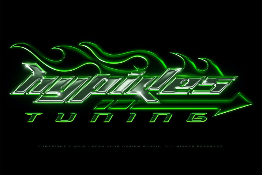 Y2K Chrome Logo / Text Effect Vol.16 PSD Template