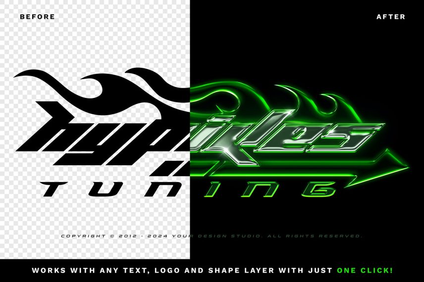 Y2K Chrome Logo / Text Effect Vol.16 PSD Template