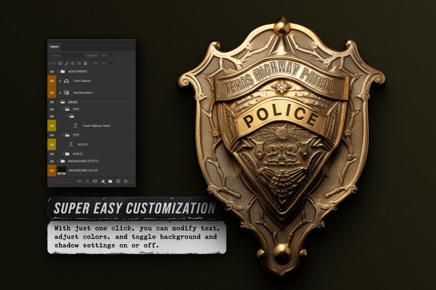 Police - Army - Sheriff Badge No. 6 PSD Template