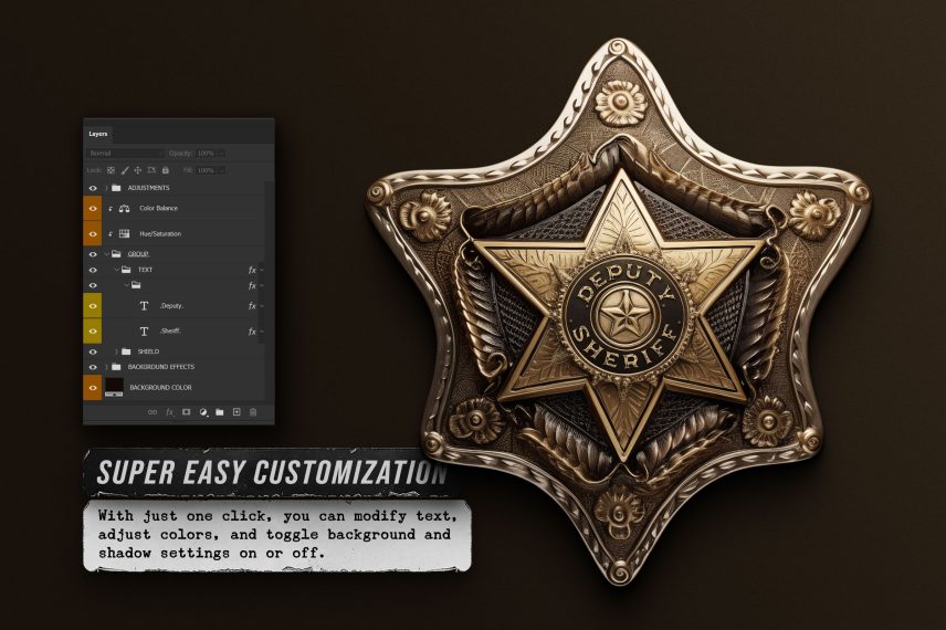 Police - Army - Sheriff Badge No. 7 PSD Template