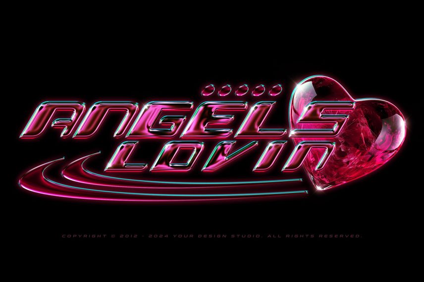 Y2K Chrome Logo / PSD Text Effect Vol.19 - Valentine’s Day and Love Theme