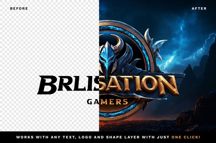 Epic Fantasy Game Text Effect PSD Template - Before / After